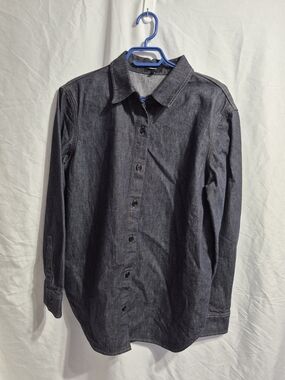 Theory Dark Indigo Button-Down Shirt, Size Medium